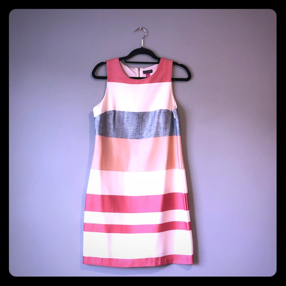 Vince Camuto Pink and Gray Stripped Dress